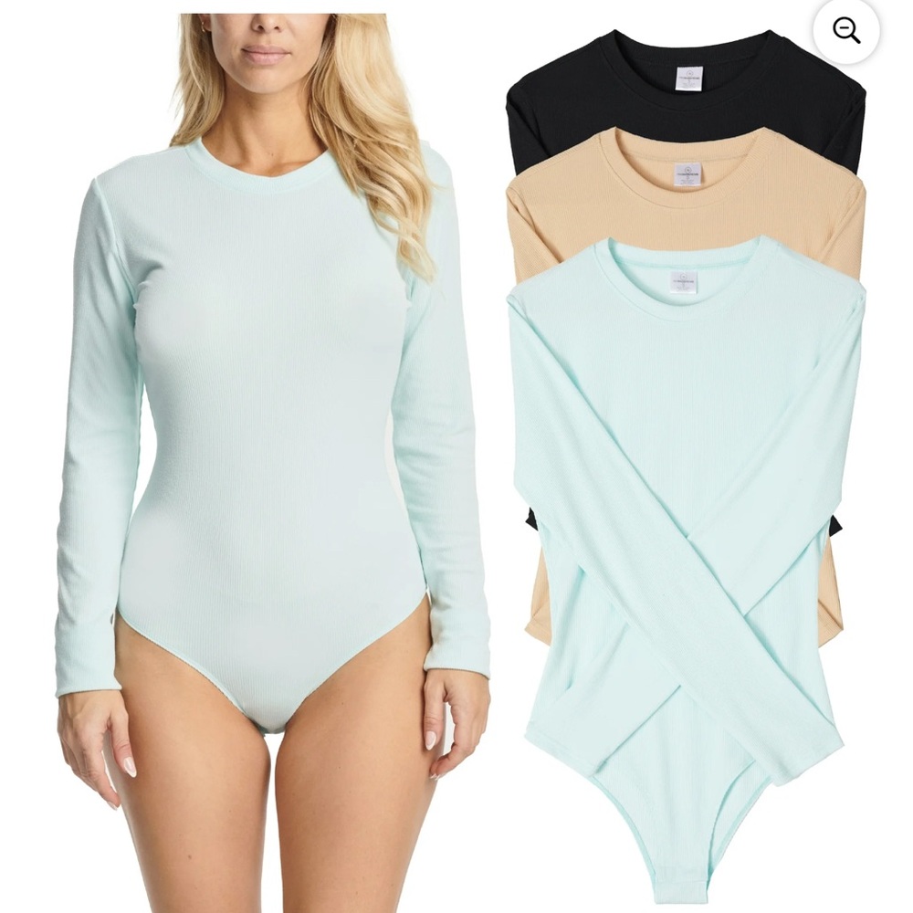 2XL Women's Long Sleeve Bodysuit - Black, Tan, Light Blue